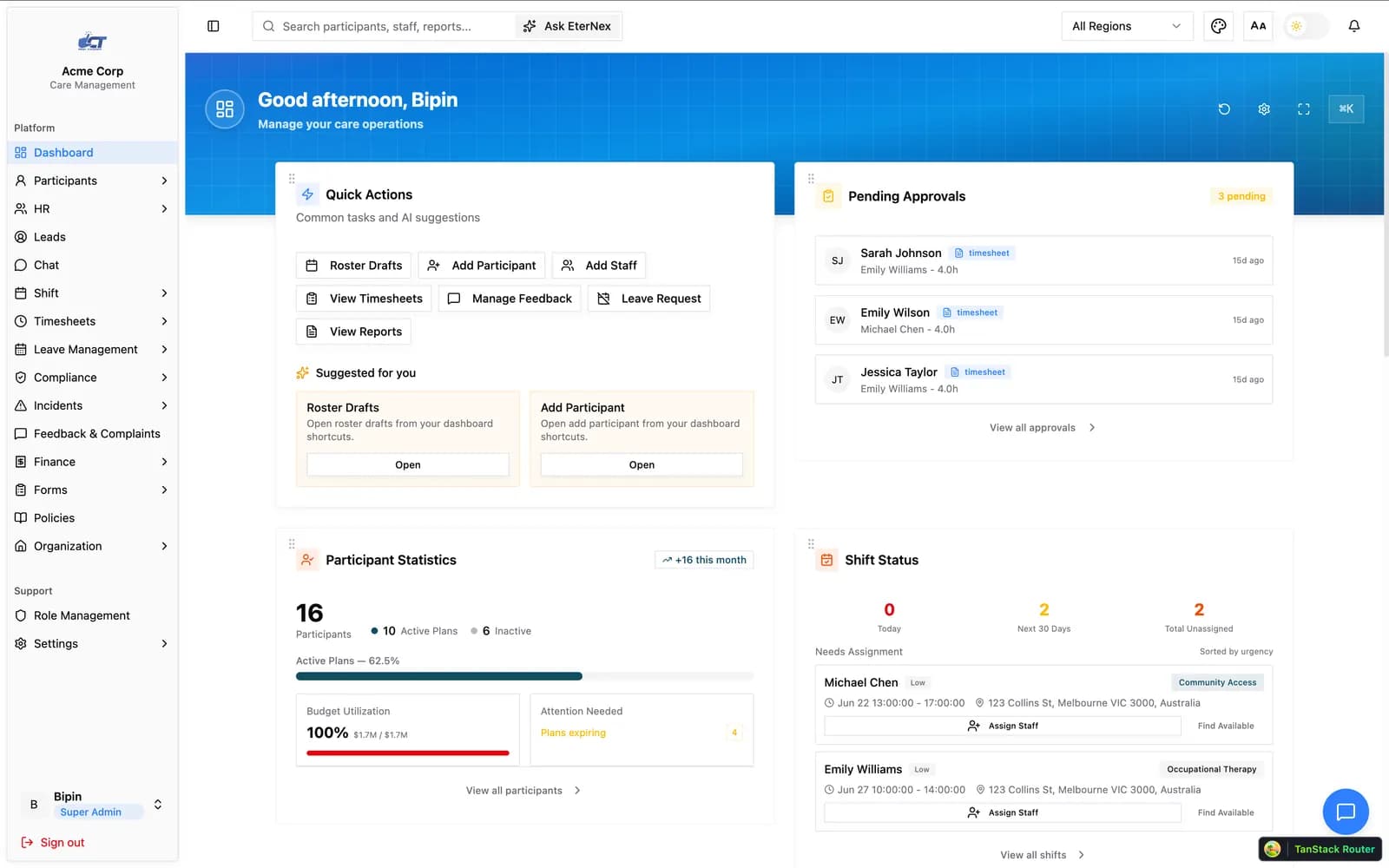 Operations intelligence dashboard showing business performance and reporting